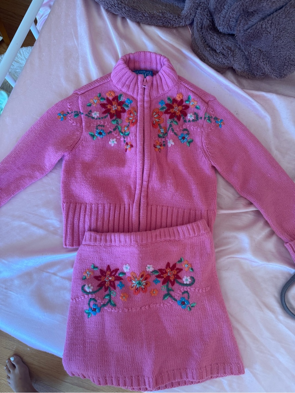 The Children's Place Bright Pink Floral Knit Two-Piece Set